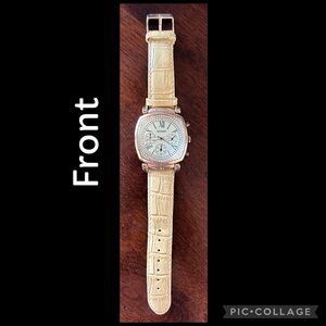 GOSSIP WATCH WITH CRYSTAL BEZEL ~ LEATHER BAND
